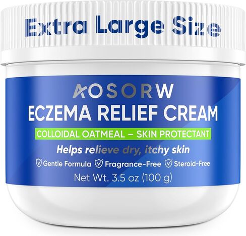 AOSORW Eczema Relief Oatmeal Cream - Colloidal Oatmeal 1% Skin Protectant - Helps Relieve Dry, Itchy Skin Due to Eczema & Rashes - Fragrance-Free, Steroid-Free - 3.5 Oz in Kuwait