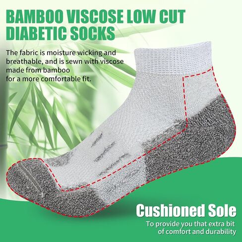 Nonlut Diabetic Socks for Men,6 Pairs Low Cut Neuropathy Mens Diabetic Socks 9-12/10-13(White+Grey+Black+Beige+Deep Grey+Dark Grey-Medium) in Saudi Arabia