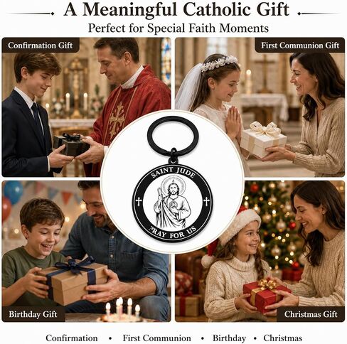 St Jude Keychain, Saint Jude Medal Gift, Catholic Religious Keychain, San Judas Tadeo Patron Saint Prayer Gift for Men Women in Saudi Arabia