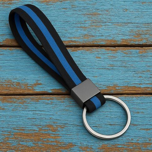 Police Thin Blue Line Decal Sticker Silicone Wristband Keychain - New in Saudi Arabia