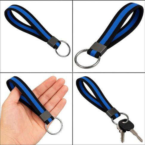 Police Thin Blue Line Decal Sticker Silicone Wristband Keychain - New in Saudi Arabia