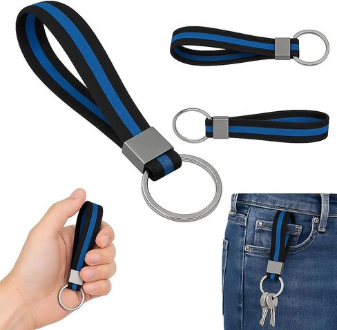 Police Thin Blue Line Decal Sticker Silicone Wristband Keychain - New in Saudi Arabia