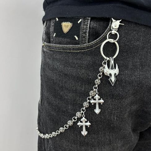 Wallet Chain - Pants Chain Belt Chain Cross Pocket Chains Hip Hop Punk Trousers Jeans Chains for Biker Chain Goth Clothing Accessories Key Wallet Chains for Men Women Easter Gifts in Kuwait