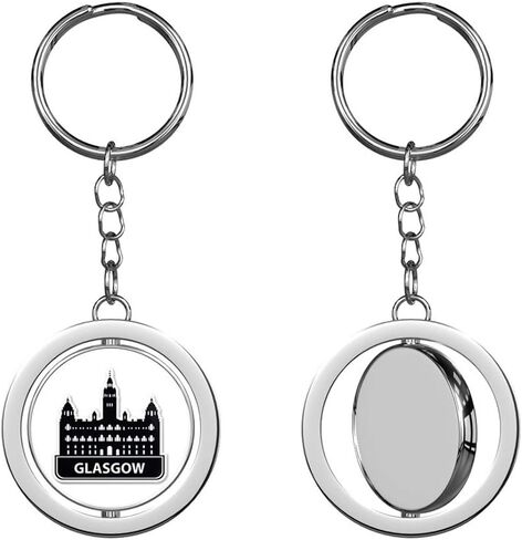 Glasgow Silver Chrome Spinning Double Sided Keychain Keyring Key chain in Kuwait