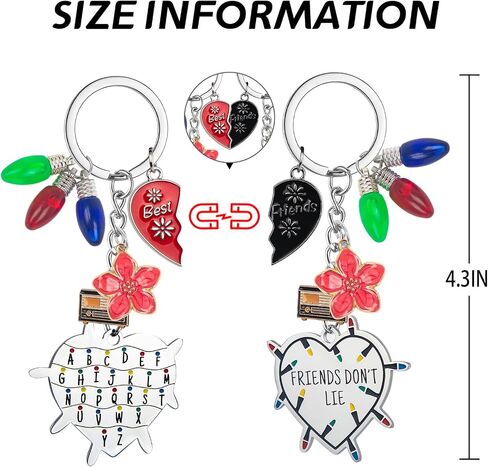 Matching Keychains for 2 Best Friends - Stranger Merch Gifts Keychain Set with Magnetic Half Heart That Connect, Stainless Steel Bestie Keychain, Friendship Gifts for Women Friends in Saudi Arabia