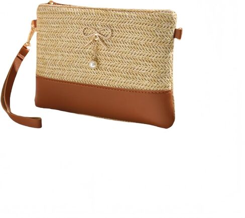 Straw Clutch Purses, Envelope Purse Wallet Woven Bag Summer Fashion Single-Shoulder Crossbody Beach Bags for Women in Saudi Arabia