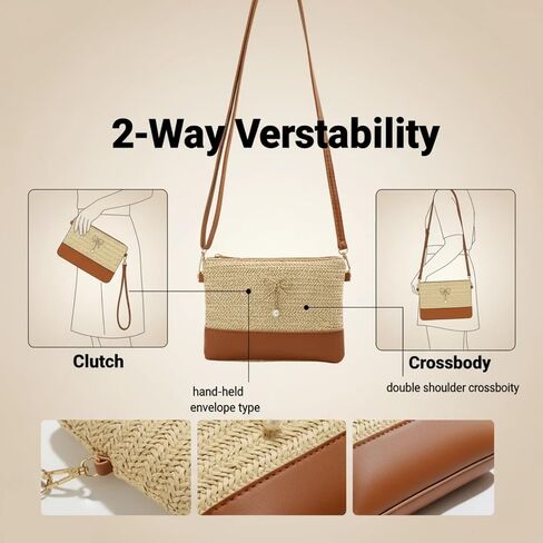 Straw Clutch Purses, Envelope Purse Wallet Woven Bag Summer Fashion Single-Shoulder Crossbody Beach Bags for Women in Saudi Arabia