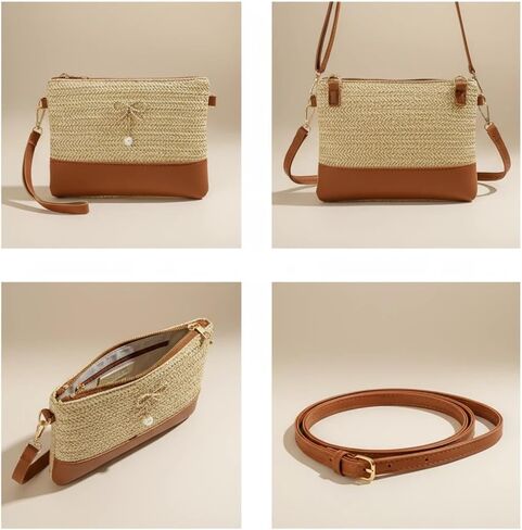 Straw Clutch Purses, Envelope Purse Wallet Woven Bag Summer Fashion Single-Shoulder Crossbody Beach Bags for Women in Saudi Arabia