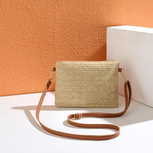Straw Clutch Purses, Envelope Purse Wallet Woven Bag Summer Fashion Single-Shoulder Crossbody Beach Bags for Women in Saudi Arabia
