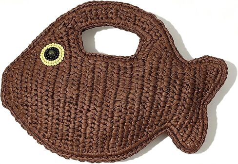 Fish Purse Clutch Straw Woven Fish Shaped Handbag Small Fun Bag Mini Novelty Tote for Women Summer Spring Beach in Kuwait
