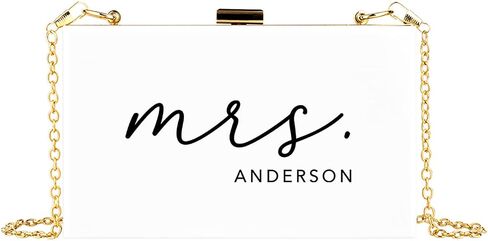 Andaz Press محفظة مخلب أكريليك مخصصة للعروس، حقيبة يد كتف مربعة مخطوطة مخصصة للسيدة بيضاء مع سلسلة معدنية قابلة للإزالة ذهبية لحفلات الزفاف والعزوبية، حقيبة يد لحفلات الزفاف in Kuwait
