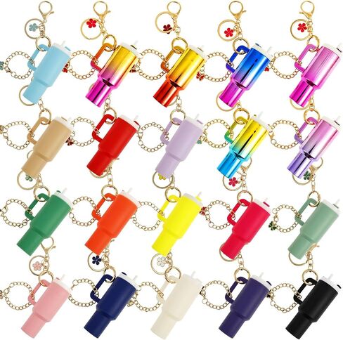 20PCS Mini Tumbler Keychains Accessories for Stanley Cup, Chapstick Lip Balm Holder for Women Purse Handbag in Saudi Arabia