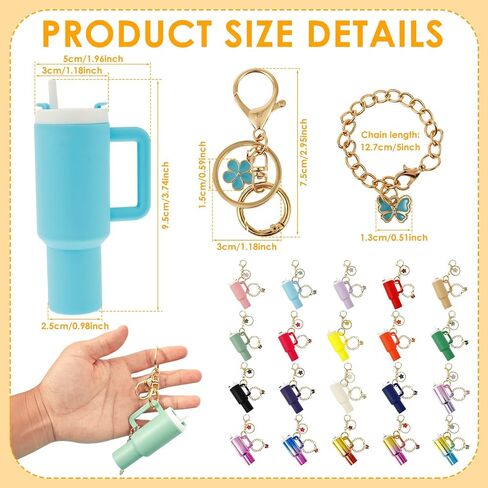 20PCS Mini Tumbler Keychains Accessories for Stanley Cup, Chapstick Lip Balm Holder for Women Purse Handbag in Saudi Arabia