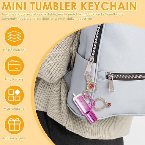 20PCS Mini Tumbler Keychains Accessories for Stanley Cup, Chapstick Lip Balm Holder for Women Purse Handbag in Saudi Arabia
