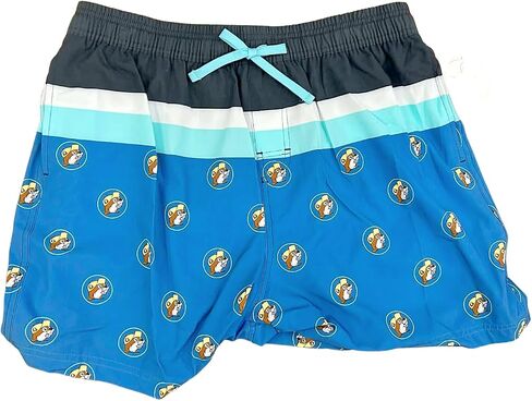 Buc-ee's Men's Swim Trunks with Built in Under Shorts, Blue Striped Character Print, Elastic Waist with Drawstring 2026 in Kuwait