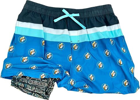 Buc-ee's Men's Swim Trunks with Built in Under Shorts, Blue Striped Character Print, Elastic Waist with Drawstring 2026 in Kuwait