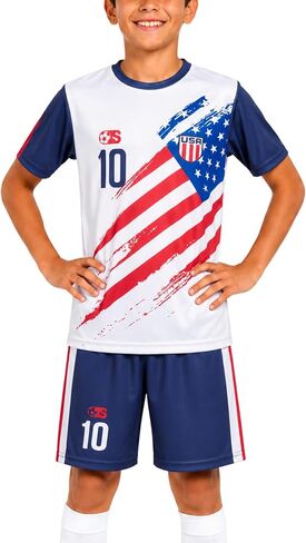 Quad Seven Boys Athletic Shorts Set - 2 Piece Short Sleeve Soccer Jersey Kids Shirt & Boys Soccer Shorts Youth Activewear Set in Saudi Arabia