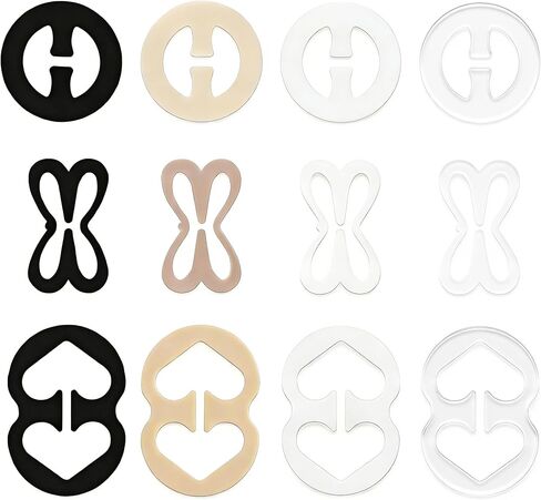 Bra Clips, 12-Pack (4 Butterfly, 4 Round, 4 Racerback), Anti-Slip Plastic Clips for Hidden Bra Straps in Kuwait