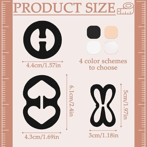 Bra Clips, 12-Pack (4 Butterfly, 4 Round, 4 Racerback), Anti-Slip Plastic Clips for Hidden Bra Straps in Kuwait