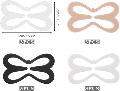 12Pcs Bra Strap Clips – Racerback Converters, No-Slip Bra Strap Holders for Dresses, Tanks & Swimsuits | Invisible Cleavage Control | Black, White, Beige, Clear in Saudi Arabia