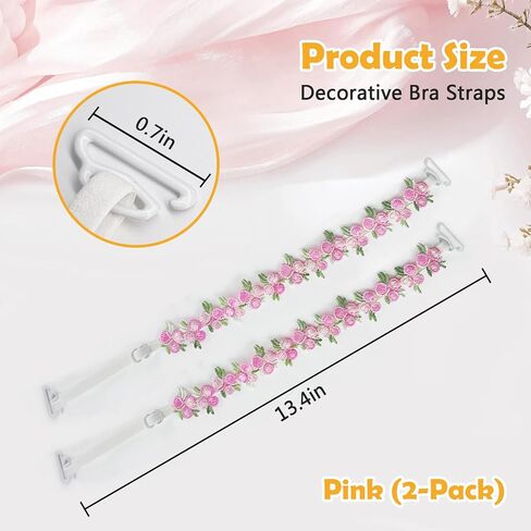 Decorative Floral Bra Straps for Women – Removable Adjustable Flower Shoulder Straps, Replacement Bra Straps with Standard Hooks for Dresses & Tops in Saudi Arabia