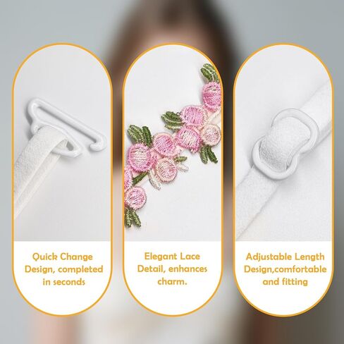 Decorative Floral Bra Straps for Women – Removable Adjustable Flower Shoulder Straps, Replacement Bra Straps with Standard Hooks for Dresses & Tops in Saudi Arabia
