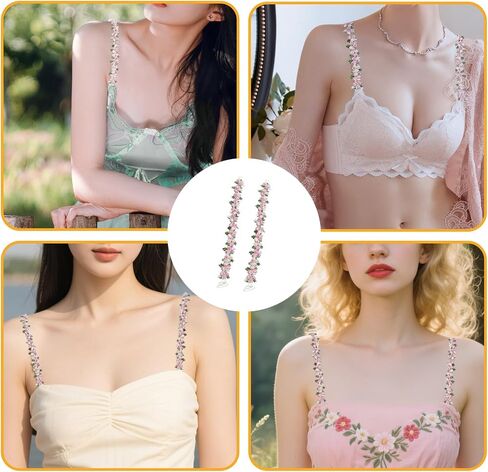 Decorative Floral Bra Straps for Women – Removable Adjustable Flower Shoulder Straps, Replacement Bra Straps with Standard Hooks for Dresses & Tops in Saudi Arabia
