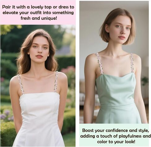 Decorative Floral Bra Straps for Women – Removable Adjustable Flower Shoulder Straps, Replacement Bra Straps with Standard Hooks for Dresses & Tops in Saudi Arabia