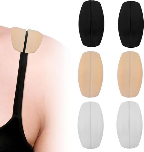 3 Pair Silicone Bra Strap Cushions, Non-Slip Shoulder Pads for Women, Comfortable Bra Strap Holders in 3 Colors (Black, White, Skin) to Ease Shoulder Discomfort in Saudi Arabia