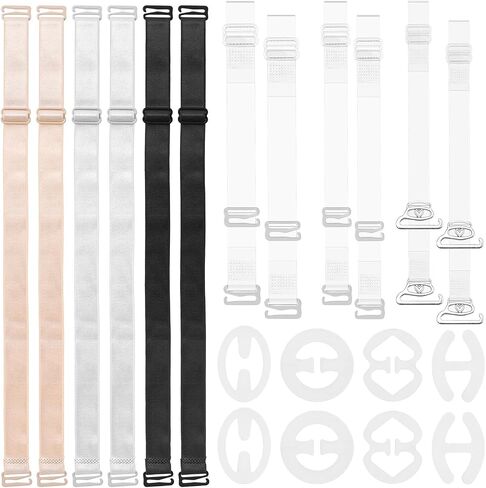 Tyqour 22Pcs Clear Bra Straps Adjustable Invisible Bra Straps Replacement Elastic Adjustable Clear Bras Strap with Bras Clips for Strapless Dress Women Girls in Kuwait
