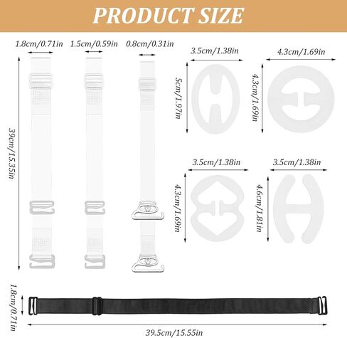 Tyqour 22Pcs Clear Bra Straps Adjustable Invisible Bra Straps Replacement Elastic Adjustable Clear Bras Strap with Bras Clips for Strapless Dress Women Girls in Kuwait