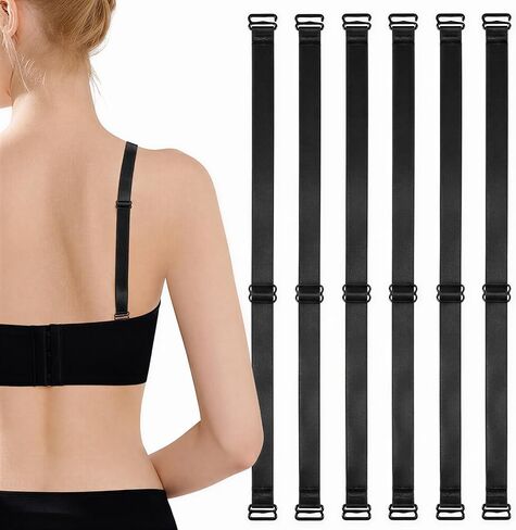 3 Pairs Adjustable Bra Strap Replacement, 12mm Wide Black Elastic Underwear Shoulder Strap for Women Girls Swimwear Dresses in Kuwait