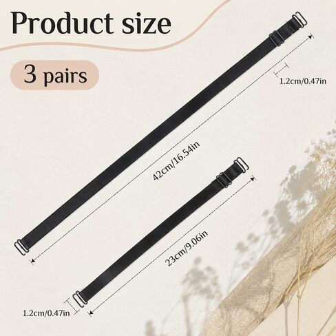 3 Pairs Adjustable Bra Strap Replacement, 12mm Wide Black Elastic Underwear Shoulder Strap for Women Girls Swimwear Dresses in Kuwait