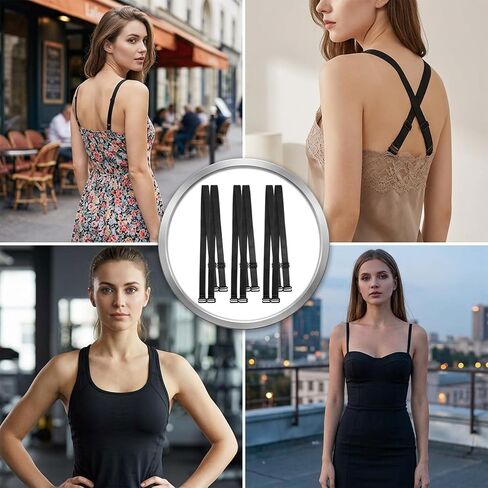 3 Pairs Adjustable Bra Strap Replacement, 12mm Wide Black Elastic Underwear Shoulder Strap for Women Girls Swimwear Dresses in Kuwait