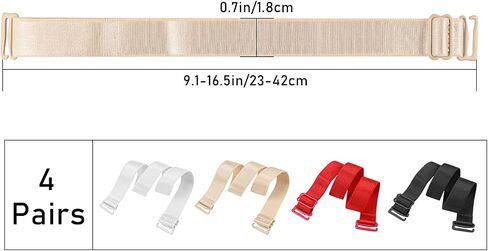 4-Pairs Bra Straps Replacement Convertible Bra Straps Shoulder Bra Straps Adjustable Elastic Bra Strap Holders Multi Color Women Bra Straps(18mm Width in Saudi Arabia