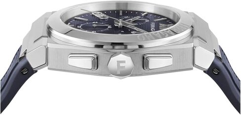 ساعة Ferragamo Vega Chrono Collection الفاخرة للرجال مع حزام أزرق وقرص يتميز بهيكل من الفولاذ المقاوم للصدأ in Kuwait