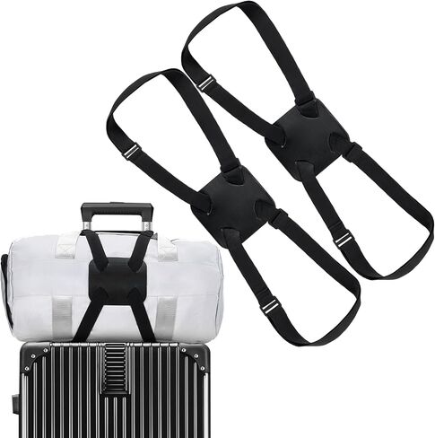 Chelmon Luggage Straps, Ajustable Elastic Bungee Belt for Suitcases, Add Extra Bag Easy and Securely for Travel (2 Pack Black) in Saudi Arabia