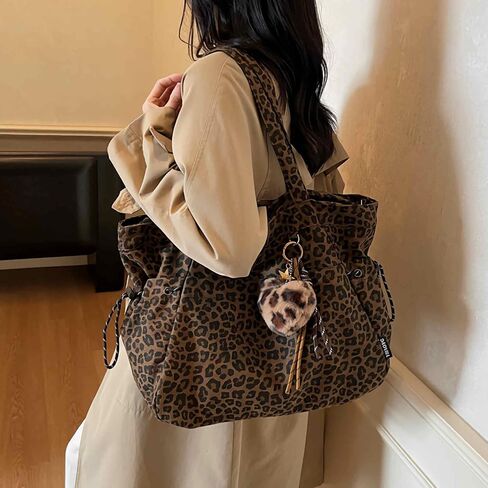 leopard cheetah print tote bag for women, y2k animal print purse with zipper, large work tote bags with pockets, everyday purse for travel cheetah gifts accessories stuff | leopard print in Saudi Arabia