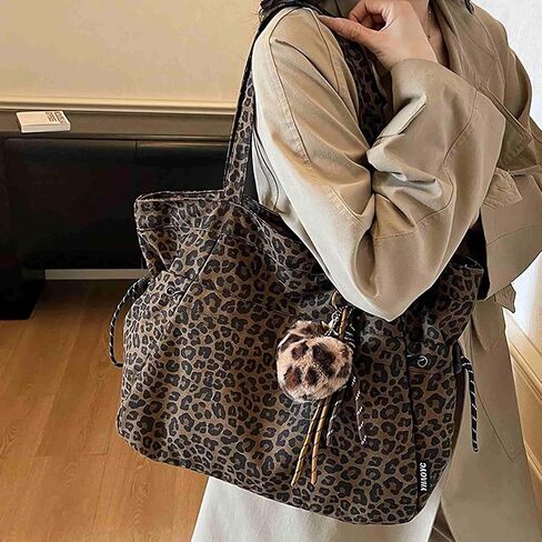 leopard cheetah print tote bag for women, y2k animal print purse with zipper, large work tote bags with pockets, everyday purse for travel cheetah gifts accessories stuff | leopard print in Saudi Arabia