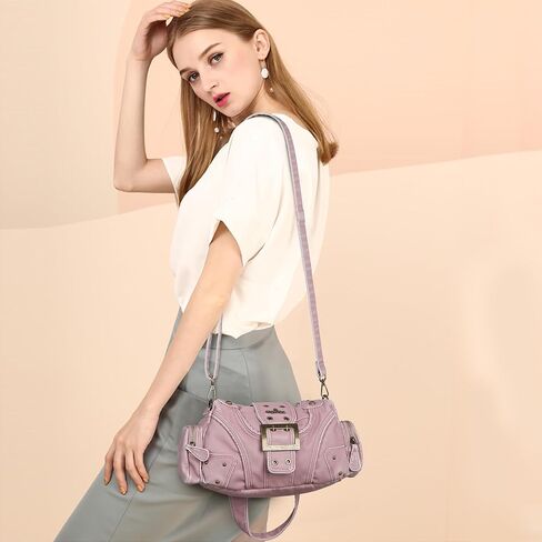 محفظة Angel Kiss Hobo للنساء، حقيبة كتف صغيرة من الجلد النباتي، حقيبة كروس كلاسيكية متعددة الجيوب in Kuwait