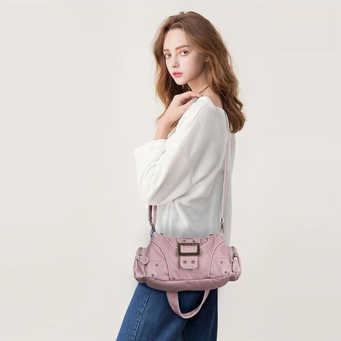 محفظة Angel Kiss Hobo للنساء، حقيبة كتف صغيرة من الجلد النباتي، حقيبة كروس كلاسيكية متعددة الجيوب in Kuwait