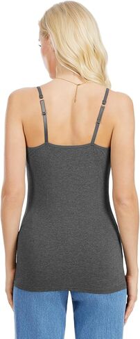 Rosyline 3 Piece Womens Cotton Camisole Built in Bra Tank Top Adjustable Spaghetti Strap Undershirt in Saudi Arabia