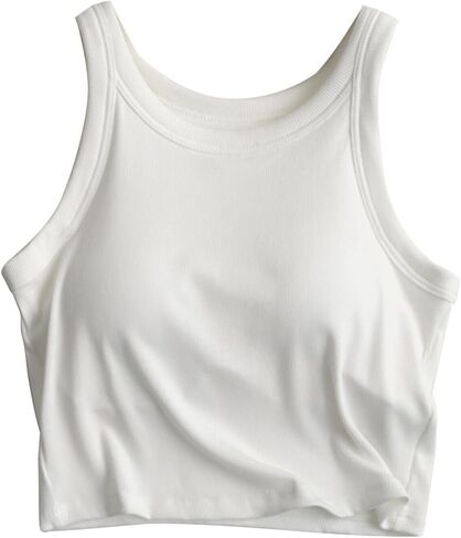 Camisole Tops for Womens Built in Bra Adjustable Spaghetti Strap Yoga Workout Shirts Basic Tank Tops Layer Padded Bra in Kuwait