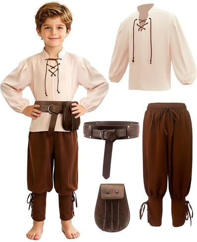 Kids Medieval Costume Boys Renaissance Cosplay Viking Belt Pouch Accessories for Halloween 4-12y in Saudi Arabia