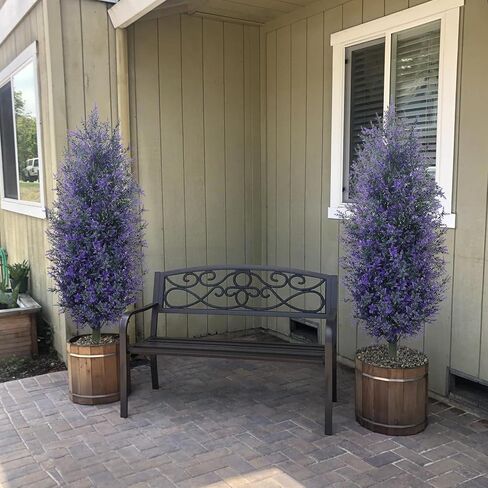 GTIDEA Artificial Purple Lavender Topiary Tree with Ground Spike, Artificial Outdoor Plants Fake Bushes UV Resistant Faux Shrubs Fade Proof for Outdoor Garden Front Decor, 2 Pack 4FT in Kuwait