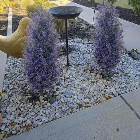 GTIDEA Artificial Purple Lavender Topiary Tree with Ground Spike, Artificial Outdoor Plants Fake Bushes UV Resistant Faux Shrubs Fade Proof for Outdoor Garden Front Decor, 2 Pack 4FT in Kuwait
