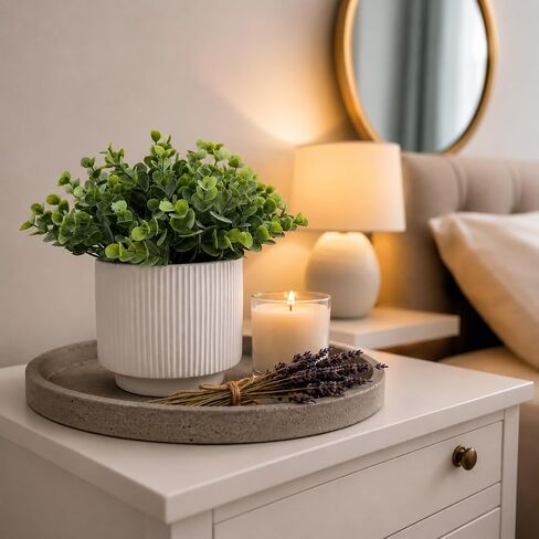Set of 2 Small Artificial Eucalyptus Plants in Ceramic Pots - 9.5" Realistic Faux Greenery Potted Plants for Indoor Home Decor, Shelf, Office Desk, Bathroom & Table in Saudi Arabia