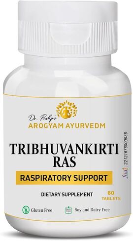 Dr. Pushp's Arogyam Ayurvedm Tribhuvankirti Ras 60 Tablets for Immunity and Fever Support| Helps Manage Cold, Cough & Seasonal Infections| Supports Respiratory Health and Natural Detox in Kuwait