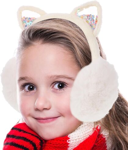 Totority S Plush Cat Ear Earmuffs Winter Ear Warmer Foldable Cover for Boys Outdoor Cold Weather Accessories White in Kuwait