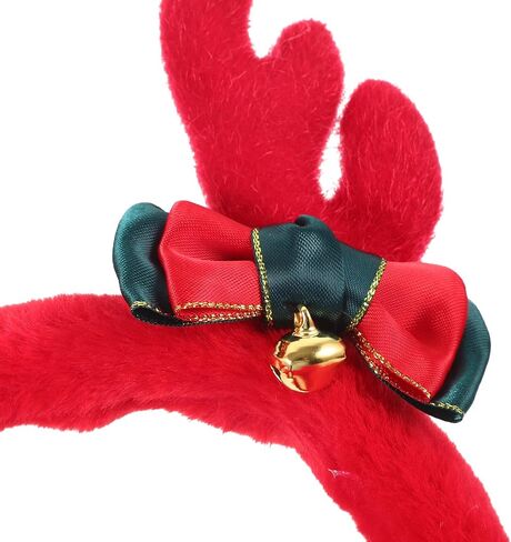Housoutil Christmas Reindeer Antler Earmuffs Red Plush Winter Ear Warmers for Boys, Windproof Ear Protectors, Diameter 13cm, Holiday Cold Weather Accessories in Kuwait